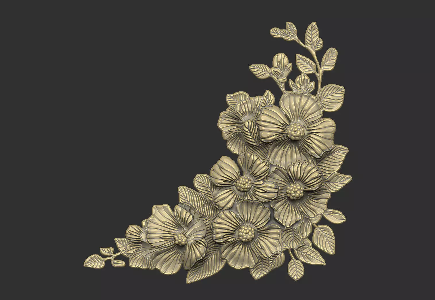 Flower cluster design detail Sakura forget rose 3D print model_0