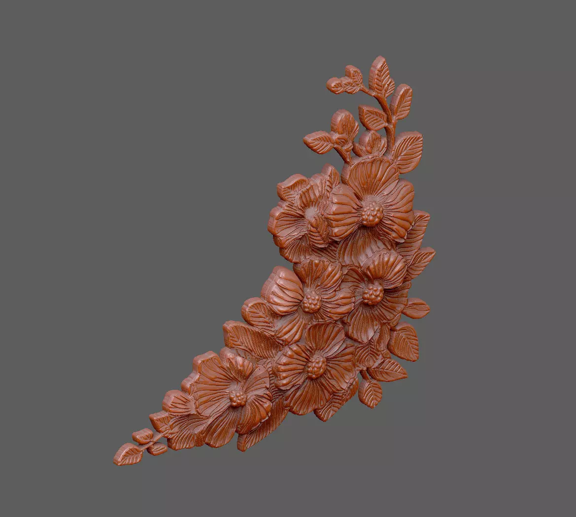Flower cluster design detail Sakura forget rose 3D print model_1