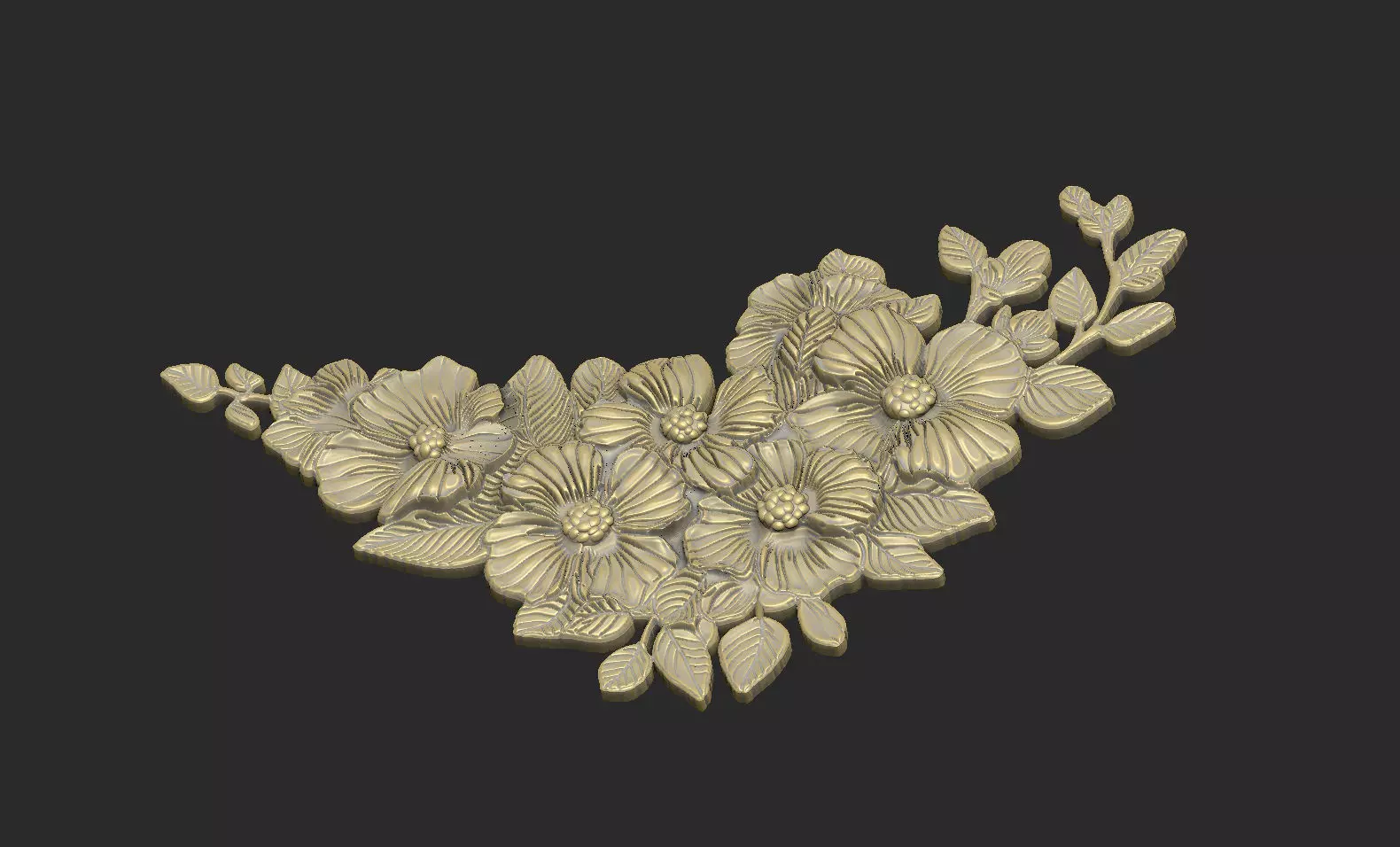 Flower cluster design detail Sakura forget rose 3D print model_3