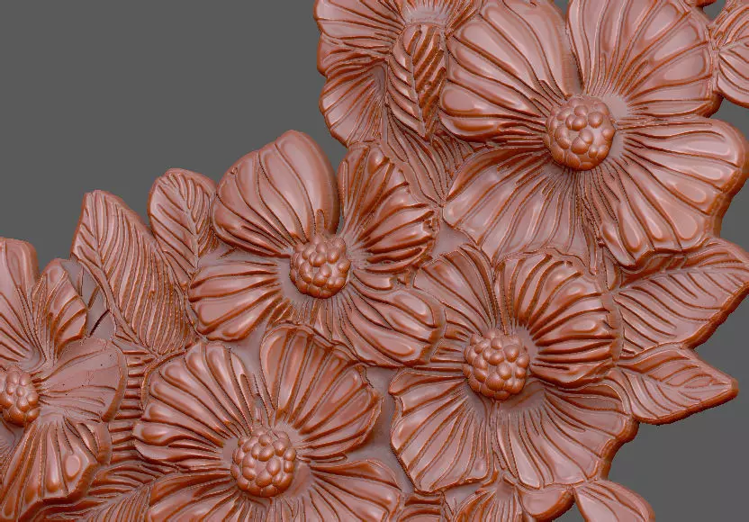 Flower cluster design detail Sakura forget rose 3D print model_4