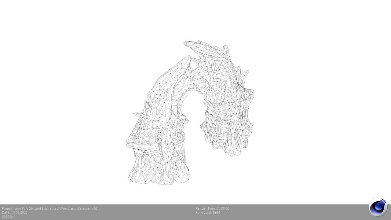 Low Poly Stylized Enchanted Woodland Gateway Low-poly 3D model_9