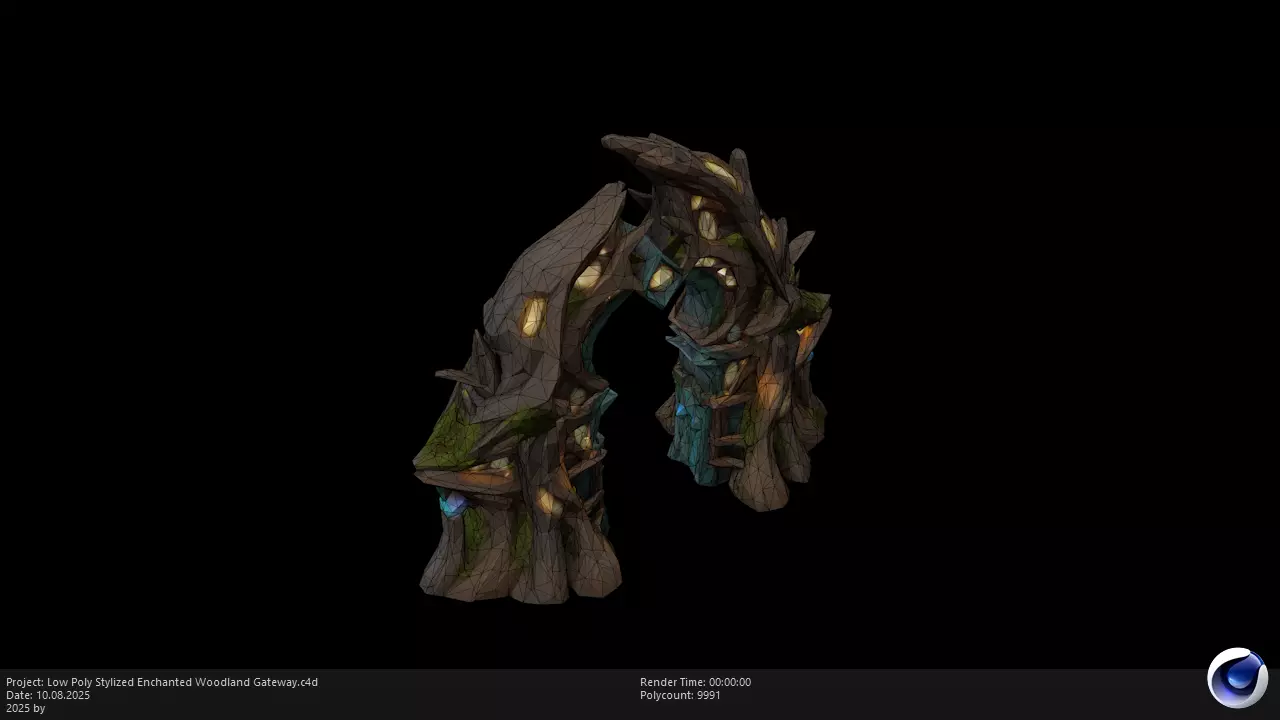 Low Poly Stylized Enchanted Woodland Gateway Low-poly 3D model_8