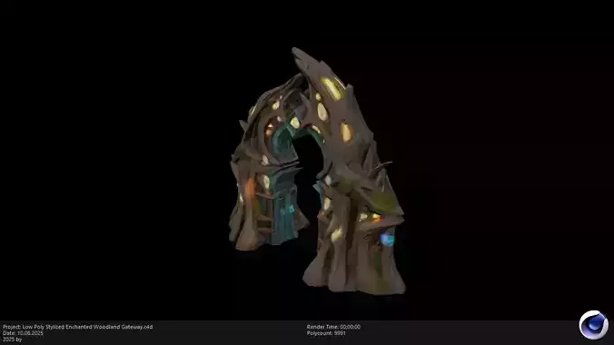 Low Poly Stylized Enchanted Woodland Gateway Low-poly 3D model