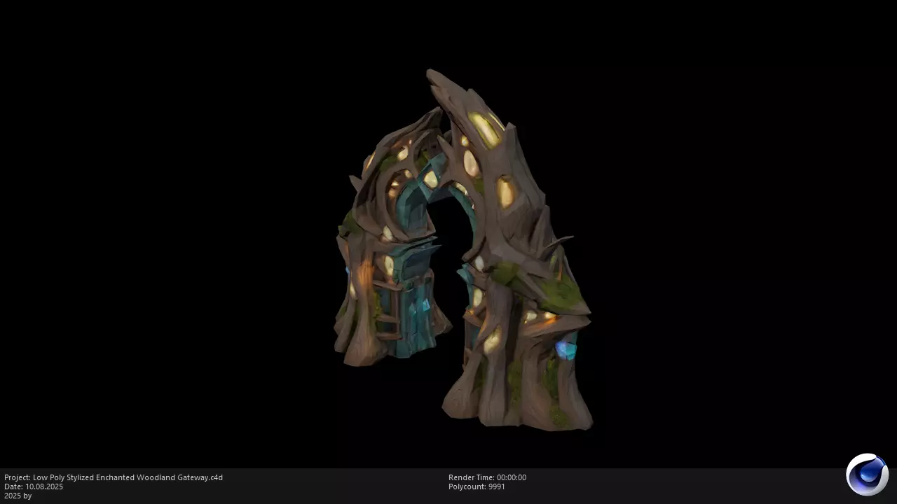 Low Poly Stylized Enchanted Woodland Gateway Low-poly 3D model_0