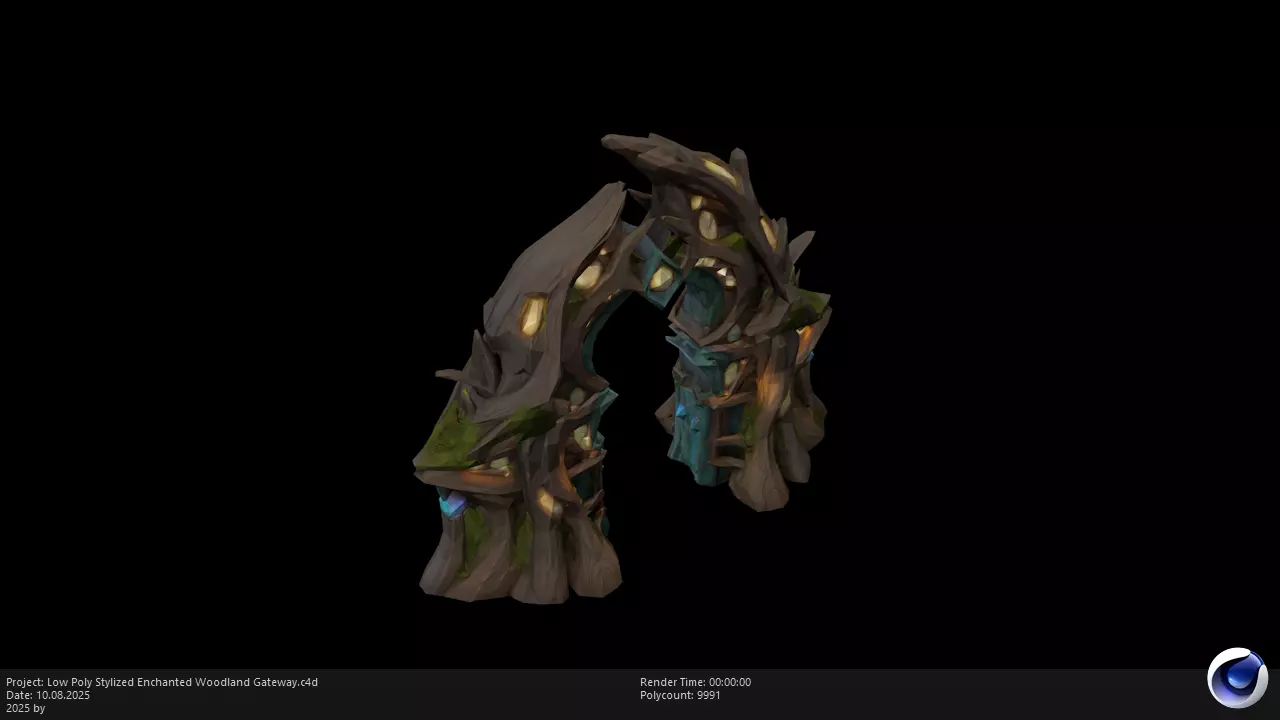 Low Poly Stylized Enchanted Woodland Gateway Low-poly 3D model_7