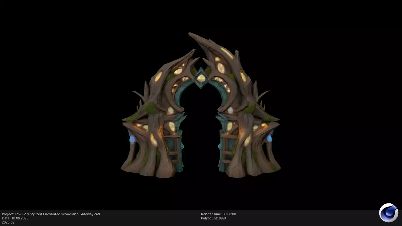 Low Poly Stylized Enchanted Woodland Gateway Low-poly 3D model_4