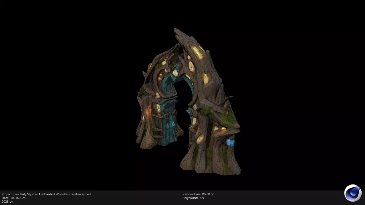 Low Poly Stylized Enchanted Woodland Gateway Low-poly 3D model_2