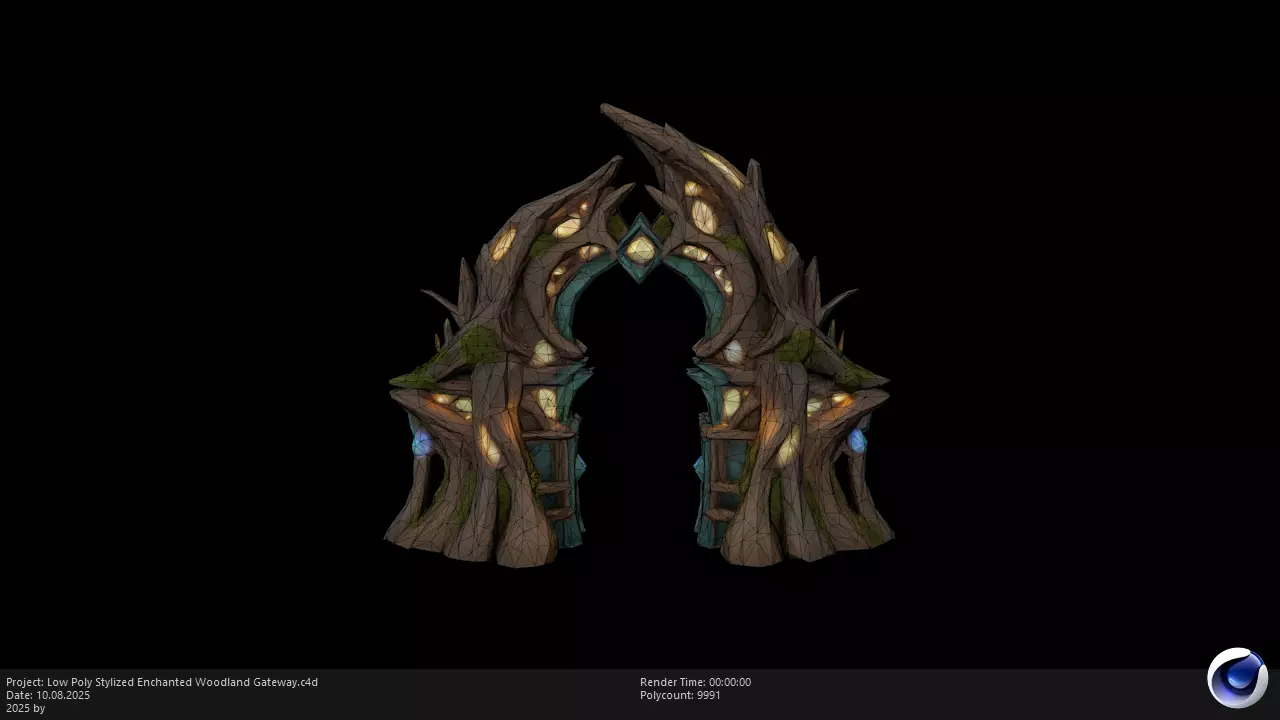 Low Poly Stylized Enchanted Woodland Gateway Low-poly 3D model_5