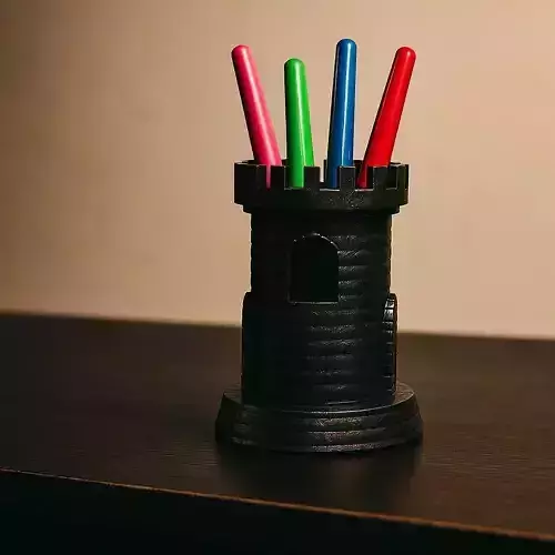 Castle Pen Holder 3D Model Desk Organizer for Office or Home 3D print model