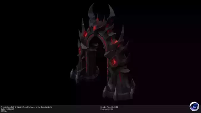 Low Poly Stylized Infernal Gateway of the Dark Lord