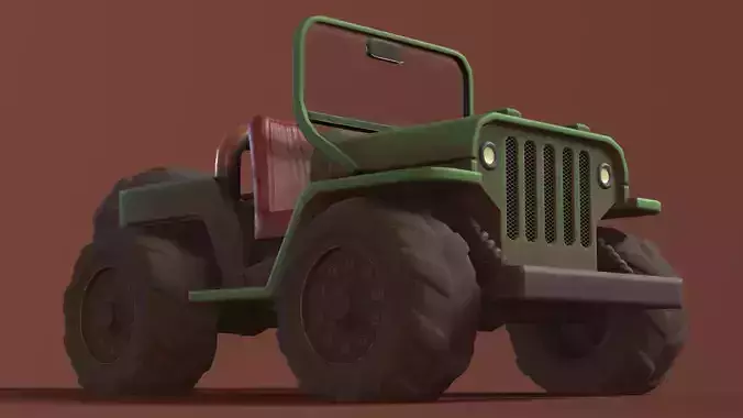 Stylized Off-Road Jeep Game Ready 3D Model