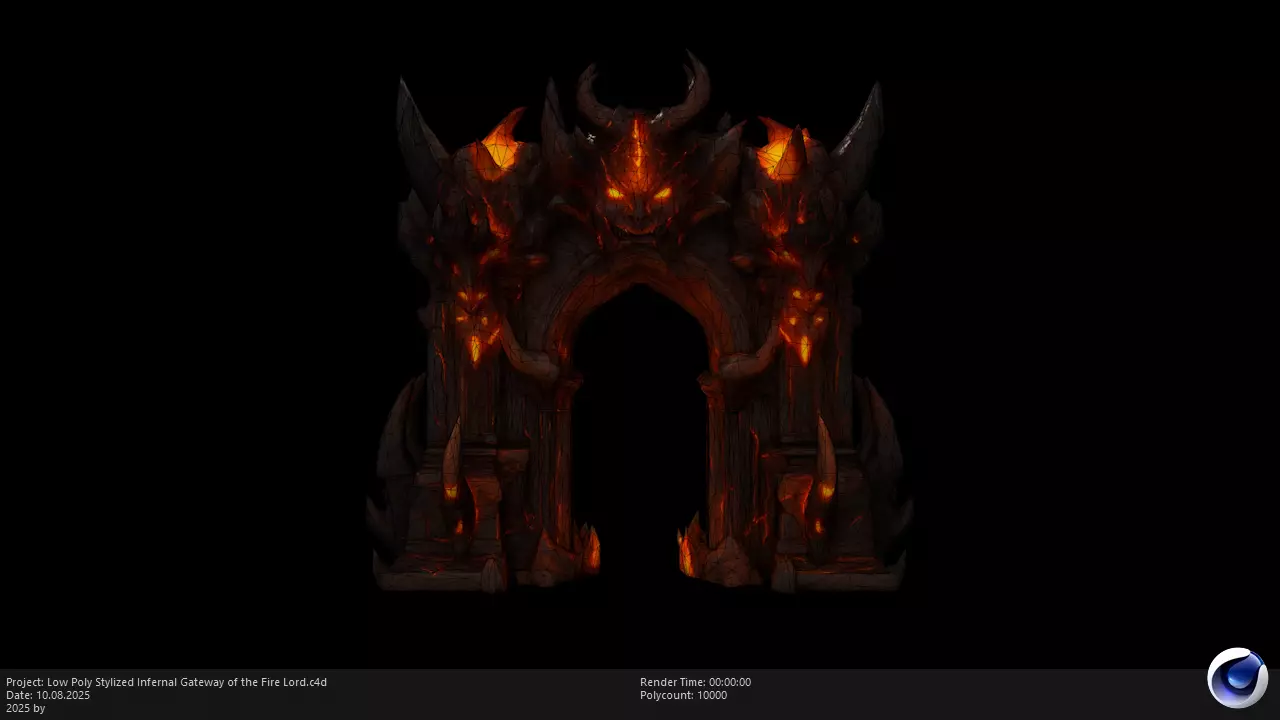 Low Poly Stylized Infernal Gateway of the Fire Lord Low-poly 3D model_5