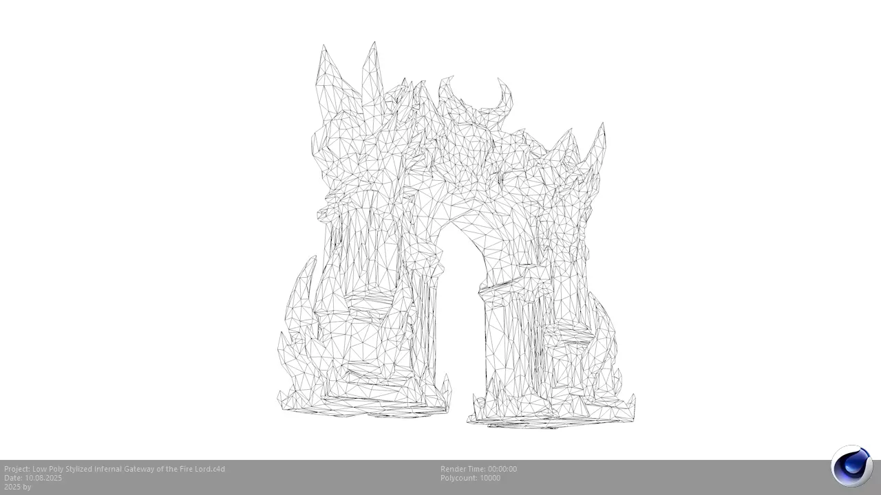 Low Poly Stylized Infernal Gateway of the Fire Lord Low-poly 3D model_9