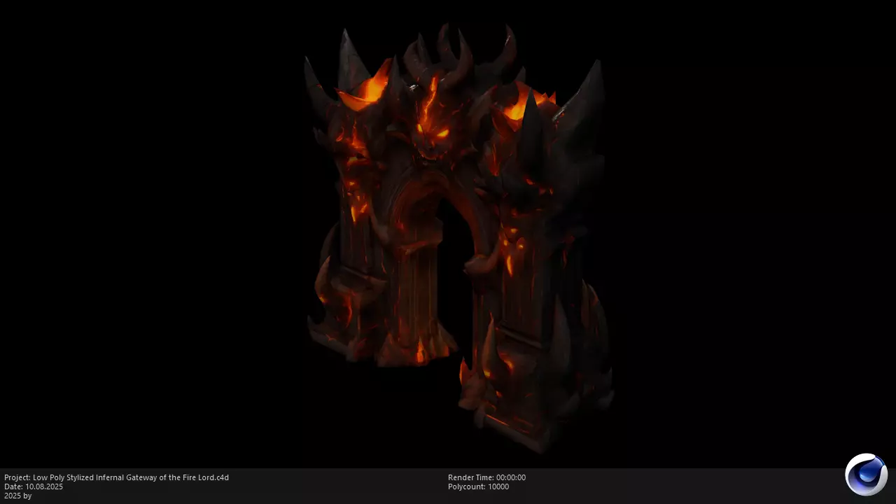 Low Poly Stylized Infernal Gateway of the Fire Lord Low-poly 3D model_0