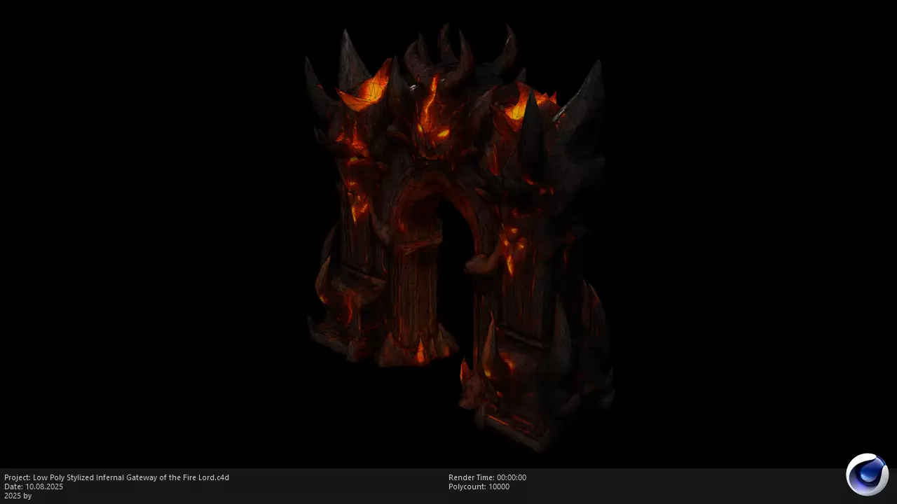 Low Poly Stylized Infernal Gateway of the Fire Lord Low-poly 3D model_2
