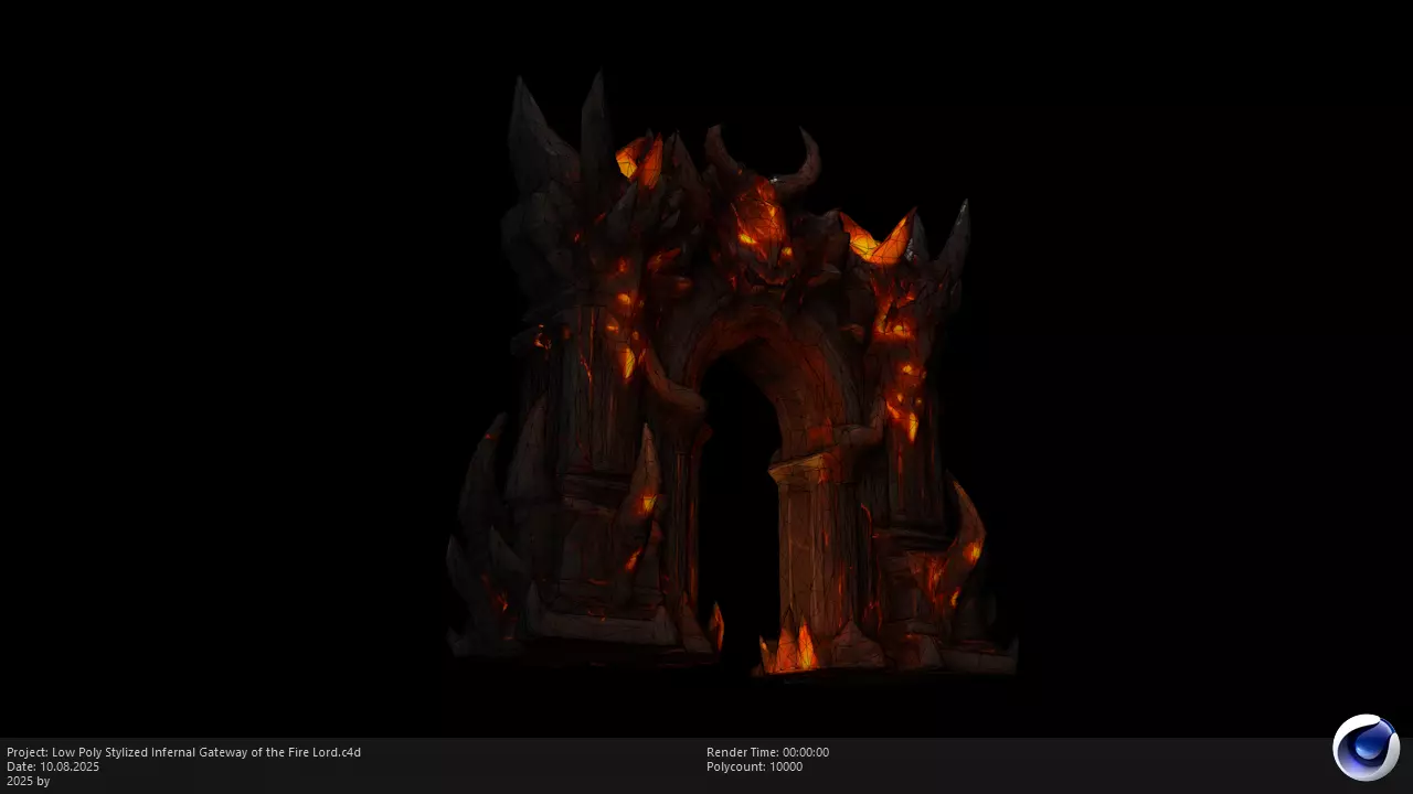 Low Poly Stylized Infernal Gateway of the Fire Lord Low-poly 3D model_8