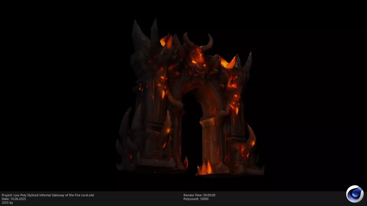 Low Poly Stylized Infernal Gateway of the Fire Lord Low-poly 3D model_7