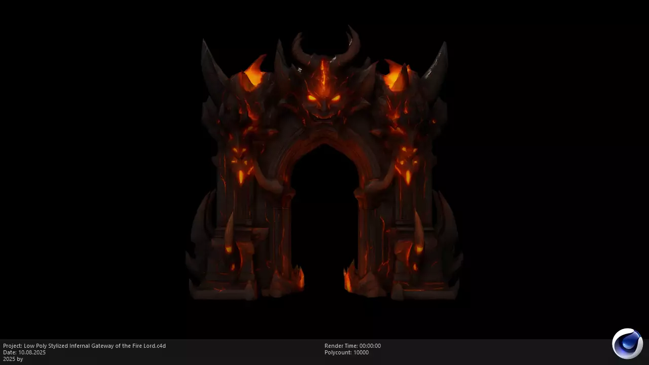 Low Poly Stylized Infernal Gateway of the Fire Lord Low-poly 3D model_4