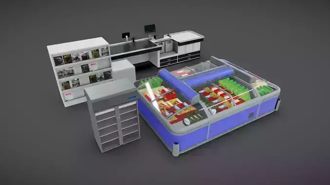 Supermarket Assets Low-poly 3D model