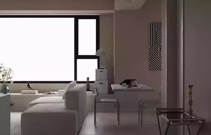 Living room and dining room 3D model