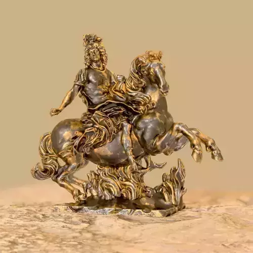 Gold Statue Man on Stallion Low-poly 3D model