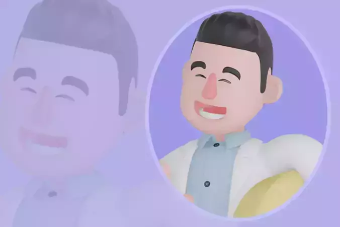 Stylized 3D Male Doctor Character - Thumbs Up with Cream Pill 3D model