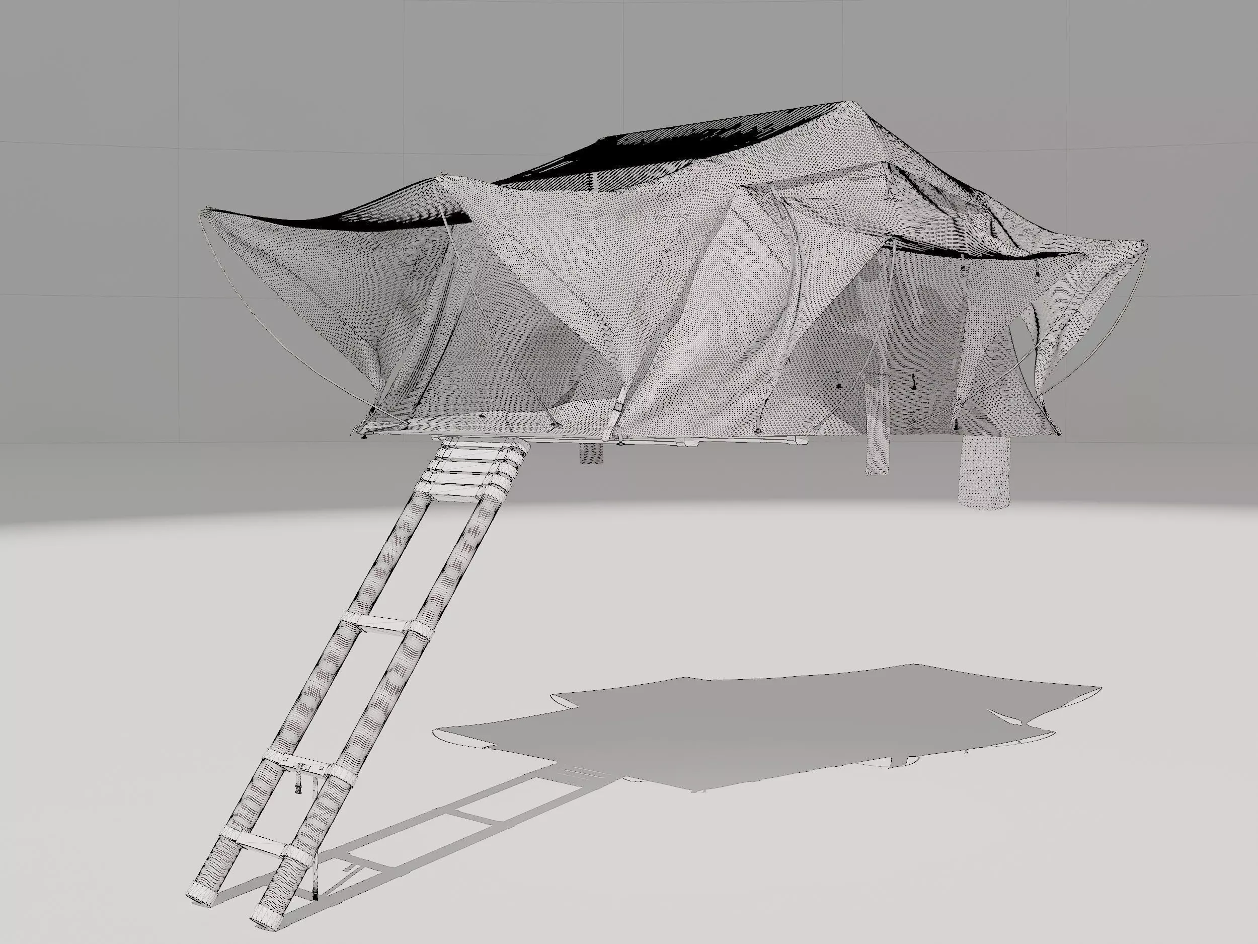 Car Tent Unfolded 3D model_5