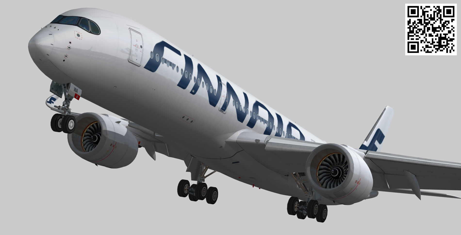 Airbus A350-900 XWB Finnair OH-LWA Low-poly 3D model_2