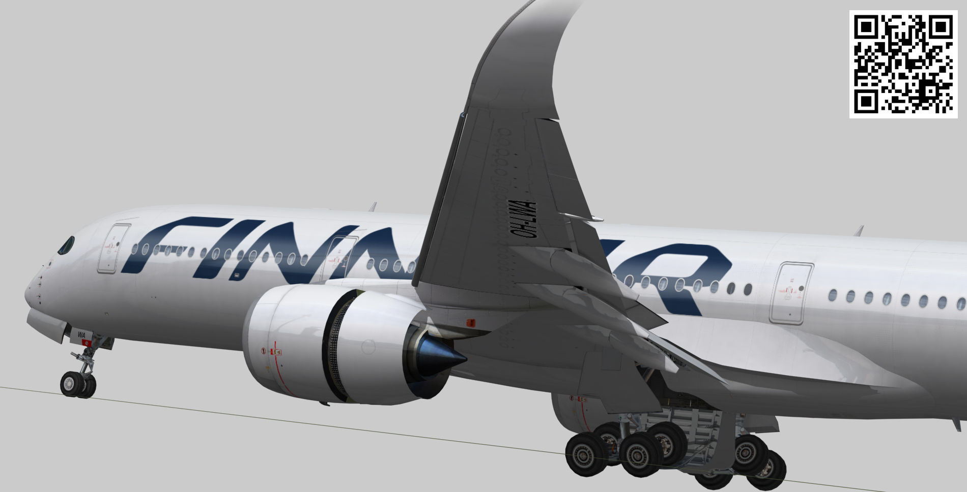 Airbus A350-900 XWB Finnair OH-LWA Low-poly 3D model_7