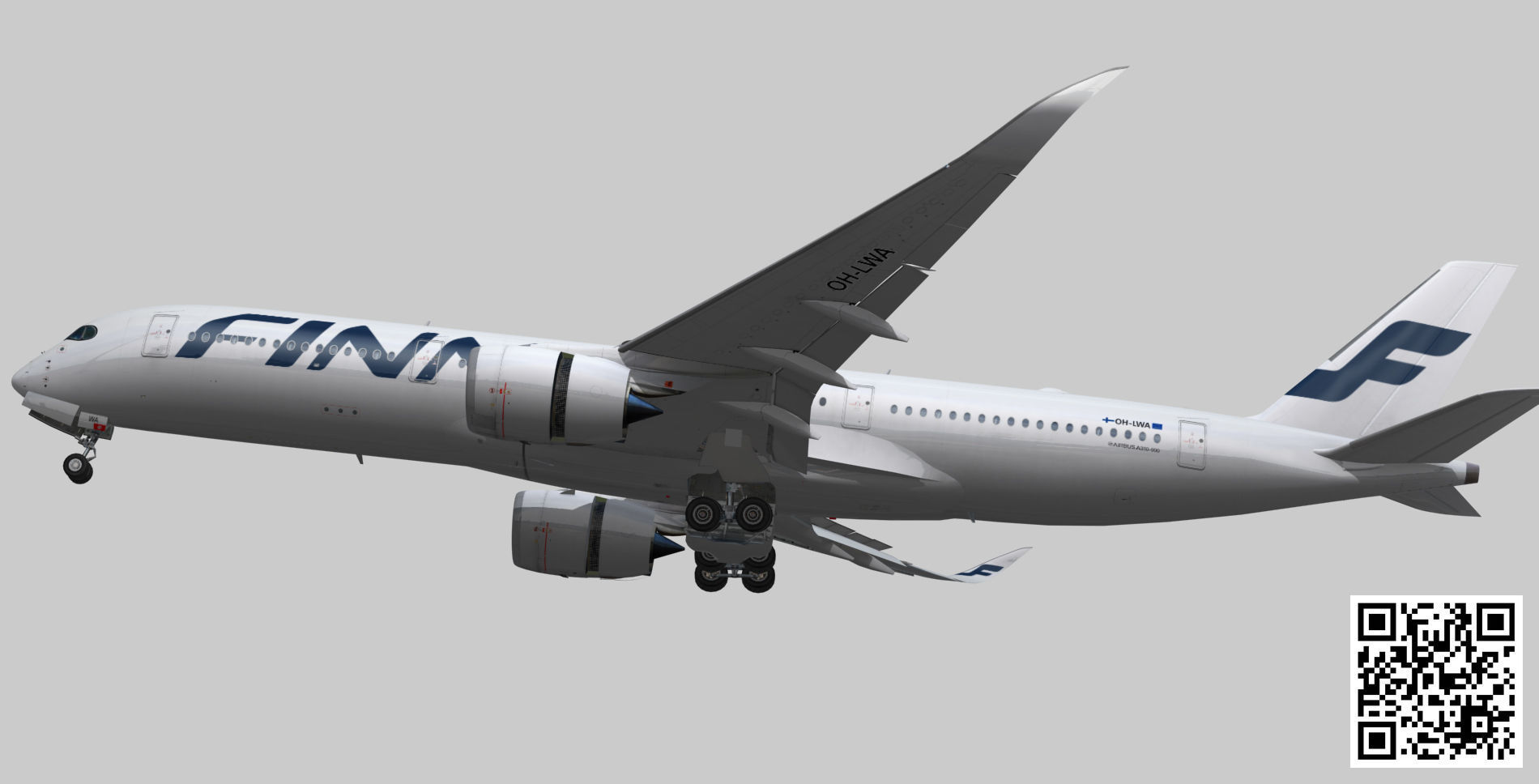 Airbus A350-900 XWB Finnair OH-LWA Low-poly 3D model_6
