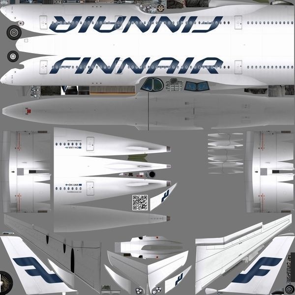 Airbus A350-900 XWB Finnair OH-LWA Low-poly 3D model_21