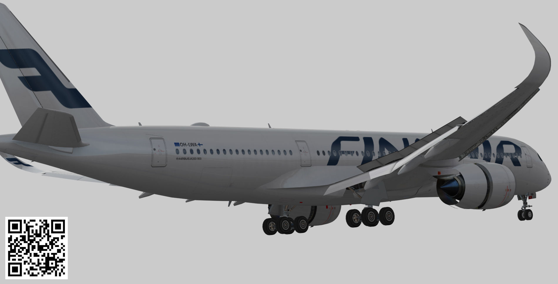 Airbus A350-900 XWB Finnair OH-LWA Low-poly 3D model_15