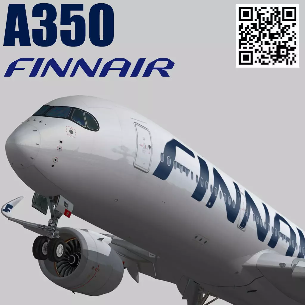 Airbus A350-900 XWB Finnair OH-LWA Low-poly 3D model_0