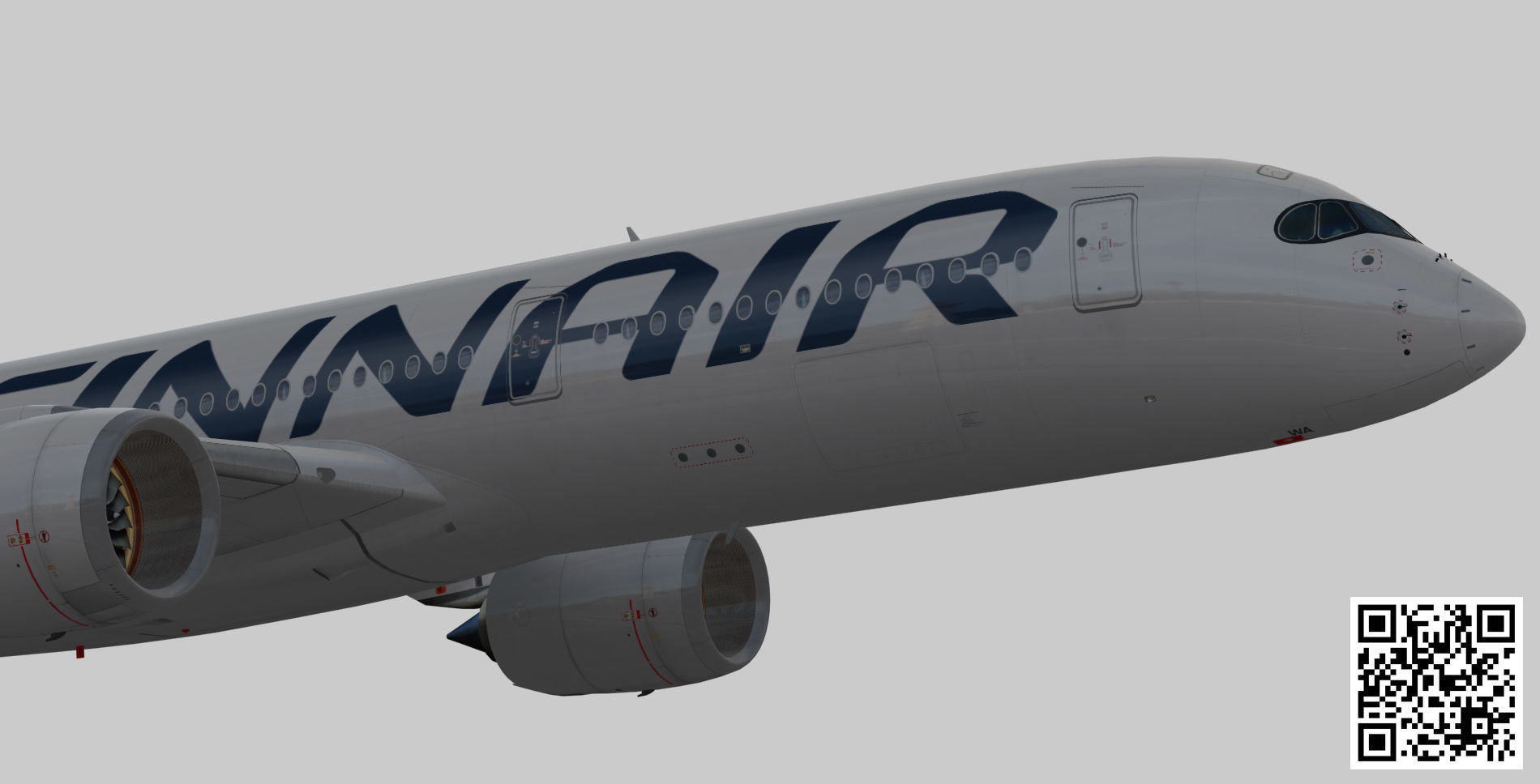 Airbus A350-900 XWB Finnair OH-LWA Low-poly 3D model_8