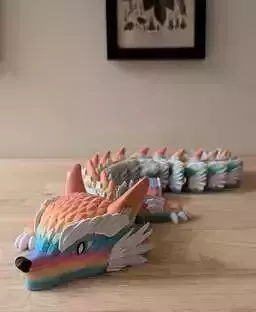 Rainbow Articulated Dragon Figurine 3D Model 