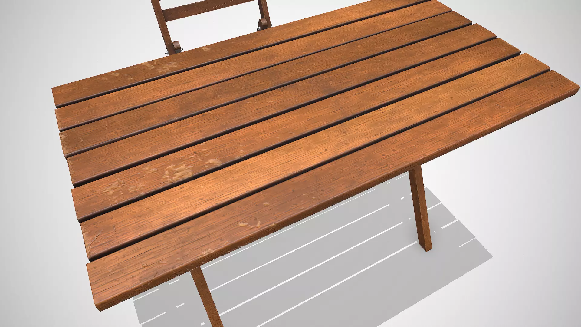 Old Wooden Folding Table and Chair Low-poly PBR Low-poly 3D model_18