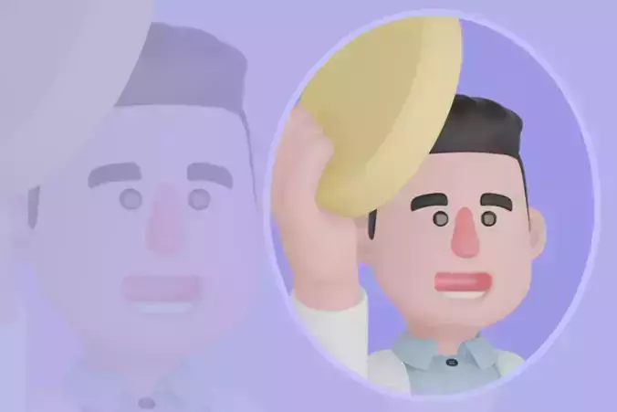 Stylized 3D Male Doctor Character - Surprised with Pill Overhead