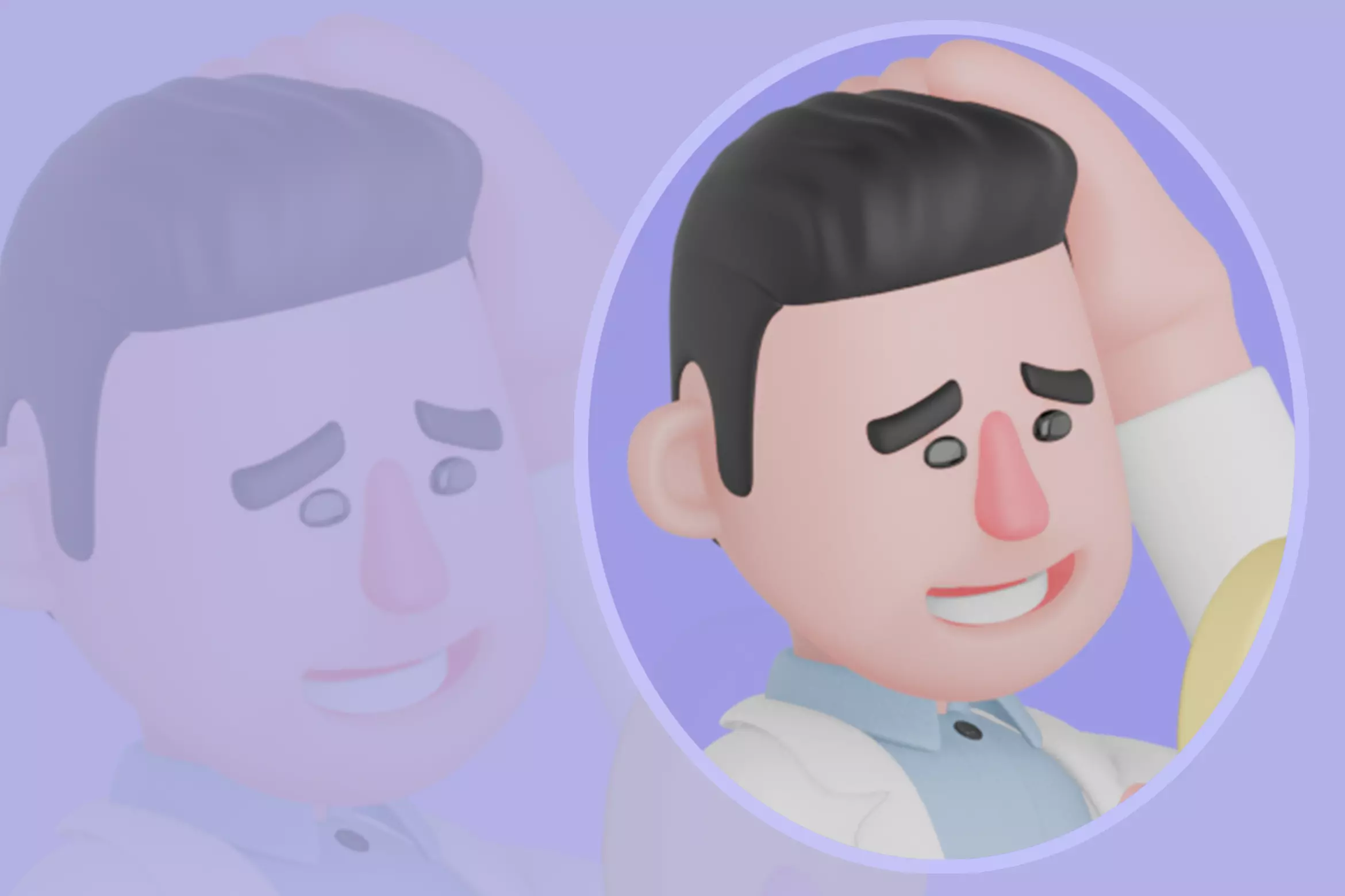 Stylized 3D Male Doctor Character - Confused with Cream Pill 3D model_0
