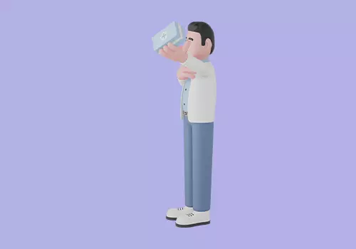 Stylized 3D Male Doctor Character - Pointing at First Aid Kit 3D model_3