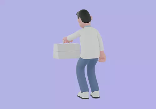 Stylized 3D Male Doctor Character - Tired Carrying First Aid Kit 3D model_4