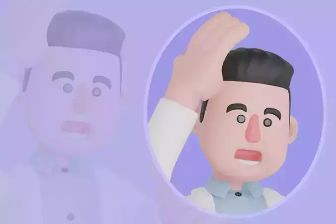 Stylized 3D Male Doctor Character - Shocked Holding Thermometer