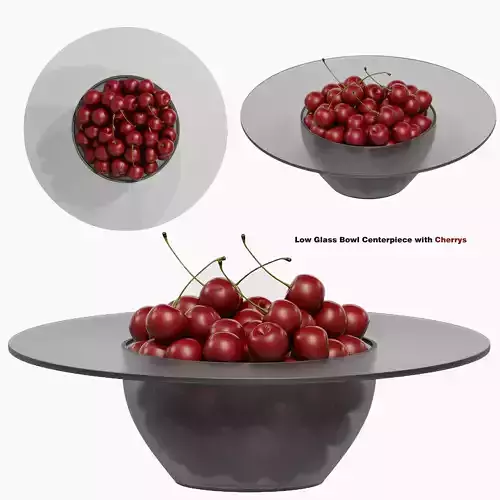 Low Glass Bowl Centerpiece with Cherrys