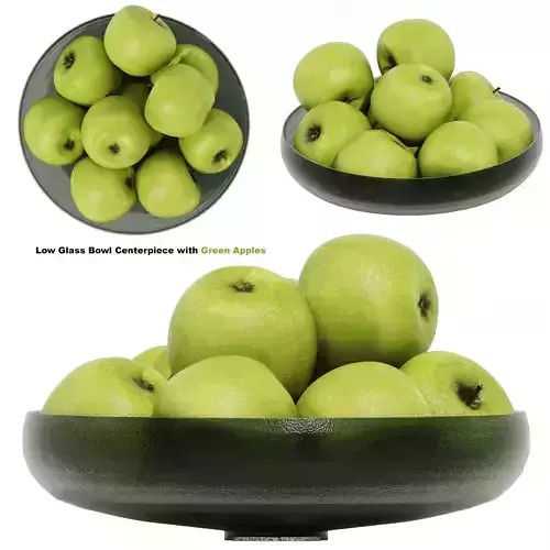 low Glass Bowl Centerpiece with Green Apples