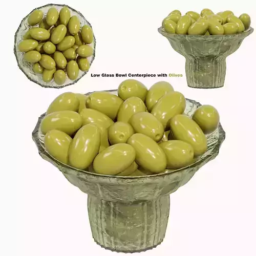 Low Glass Bowl Centerpiece with Olives