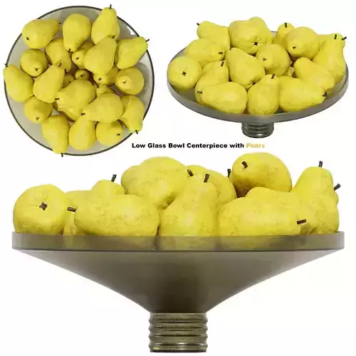 Low Glass Bowl Centerpiece with Pears