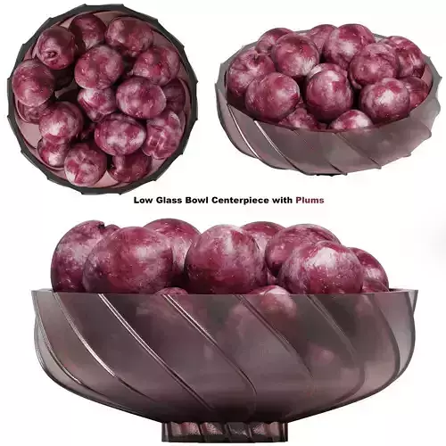 Low Glass Bowl Centerpiece with Plums