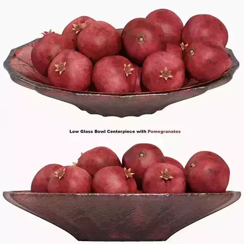 Low Glass Bowl Centerpiece with Pomegranates