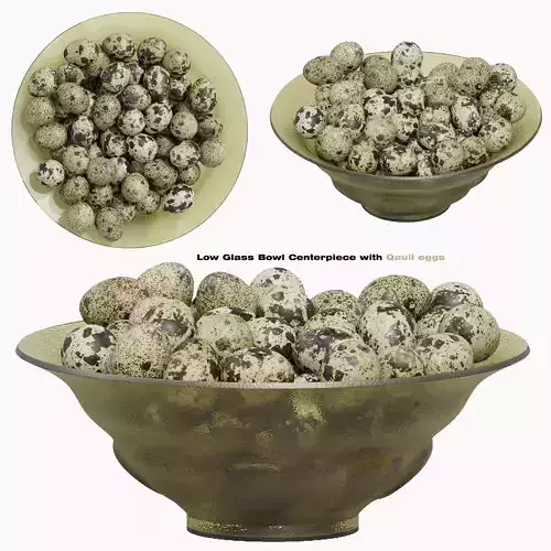  Low Glass Bowl Centerpiece with Qauil eggs