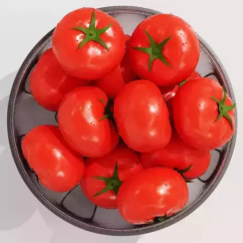 Low Glass Bowl Centerpiece with Tomatos 3D model 5