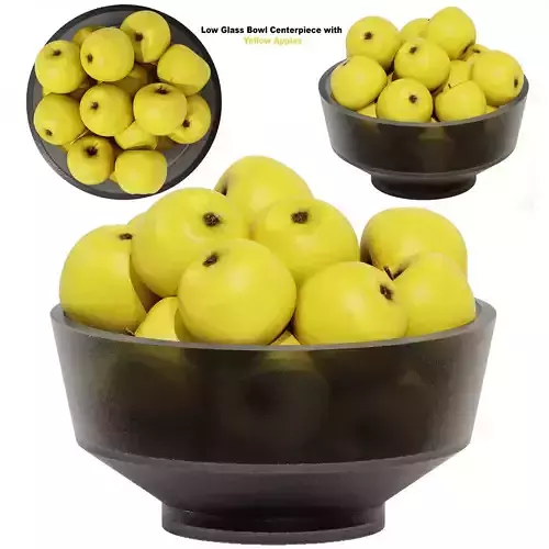 Low Glass Bowl Centerpiece with Yellow Apples
